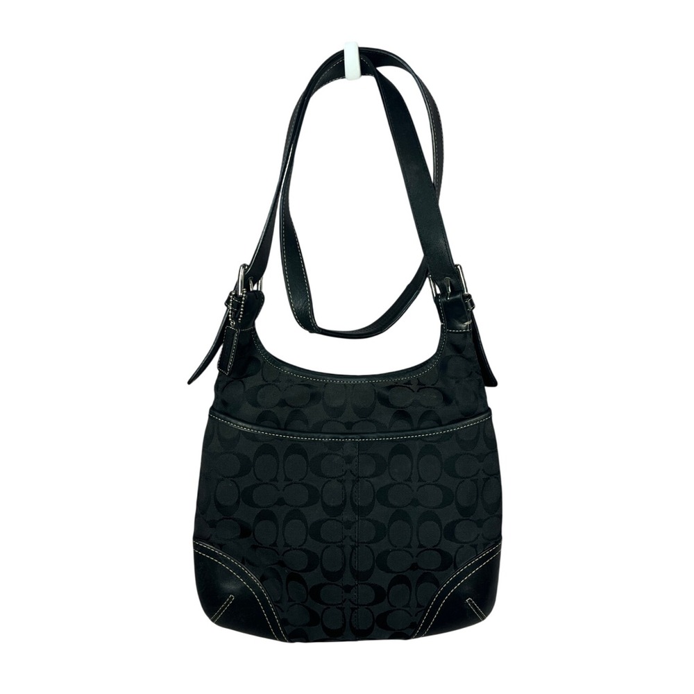Vintage Coach Hamptons Signature C Monogram Canvas Leather Hobo Shoulder Bag